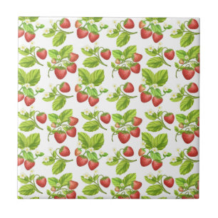 Red Strawberry Pattern  Ceramic Tile