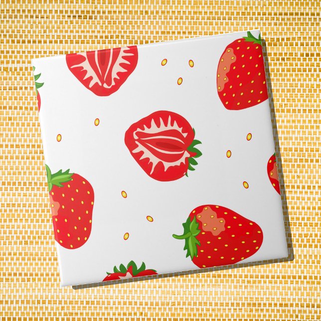 Red Strawberry Pattern Ceramic Tile (Strawberry patterned ceramic wall tile)
