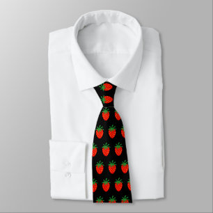 Red strawberry pattern neck tie