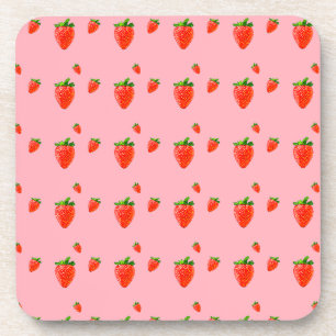 Red Strawberry Pattern Pink Party   Coaster