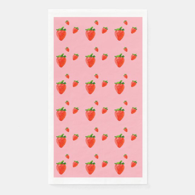 Red Strawberry Pattern Pink Party   Napkin (Front)