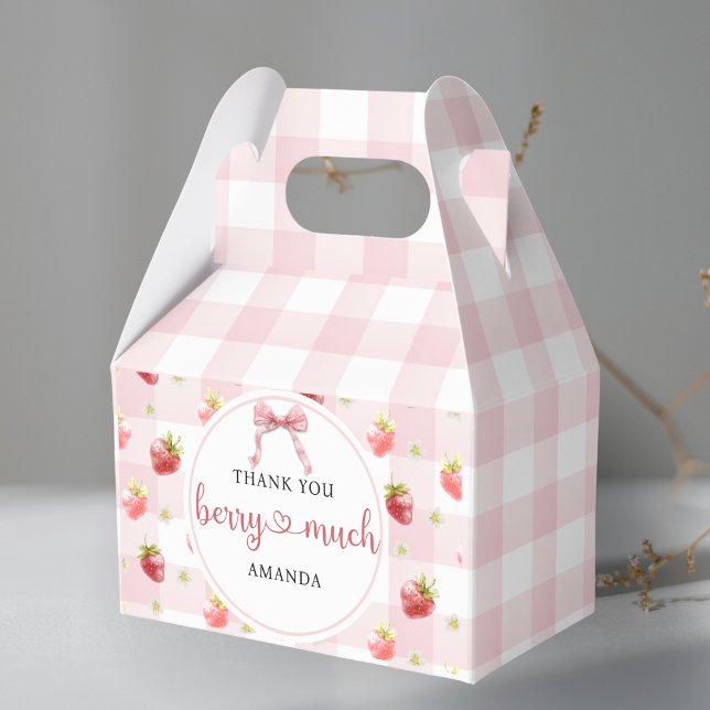 Red Strawberry Pink Plaid Thank You Berry Much Favour Box (Creator Uploaded)