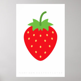 Red Strawberry Retro Poster 60's 70's Quote