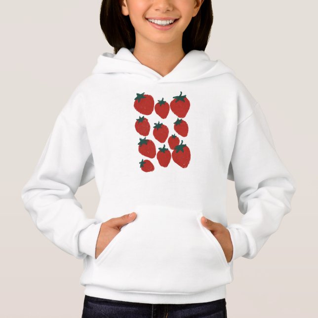 Red Strawberry Risograph Print Fruit Pattern Art (Front)