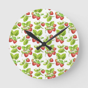 Red Strawberry Round Clock