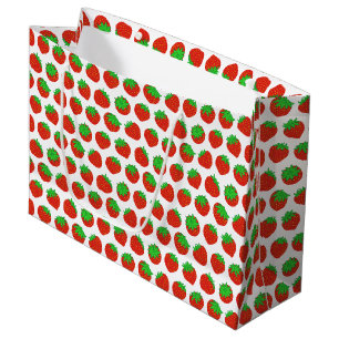 Red Strawberry Summer Fruit Pattern Large Gift Bag