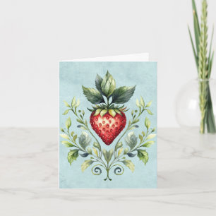 Red Strawberry Summer Motif Note Card