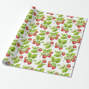 Red Strawberry Watercolor Wrapping Paper