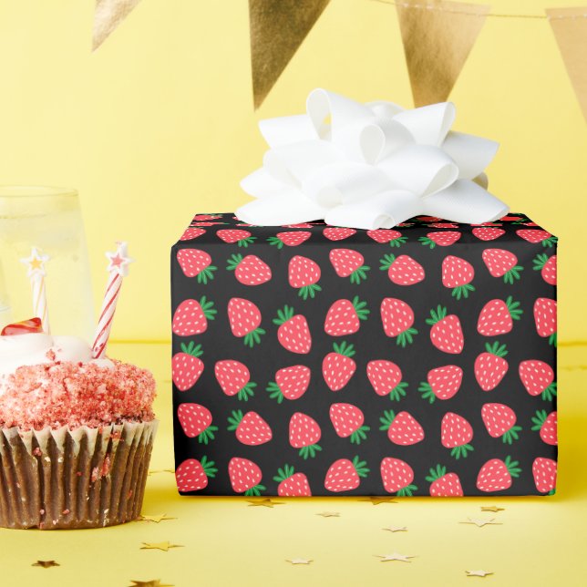 red strawberry  wrapping paper (Birthday Party)