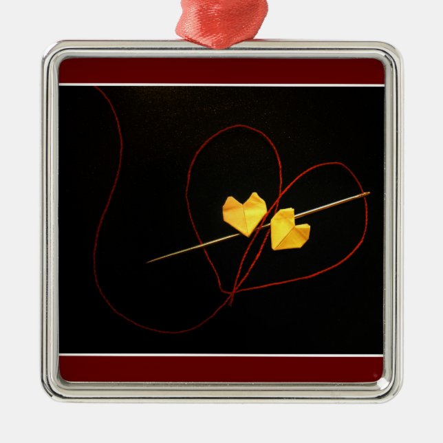 Red String of Fate Metal Ornament (Front)