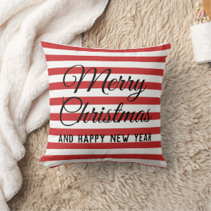 Red strip- merry christmas  cushion