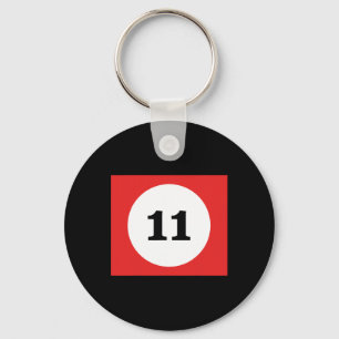 Red Stripe Billiards Pool Ball #11 Matching Group Key Ring