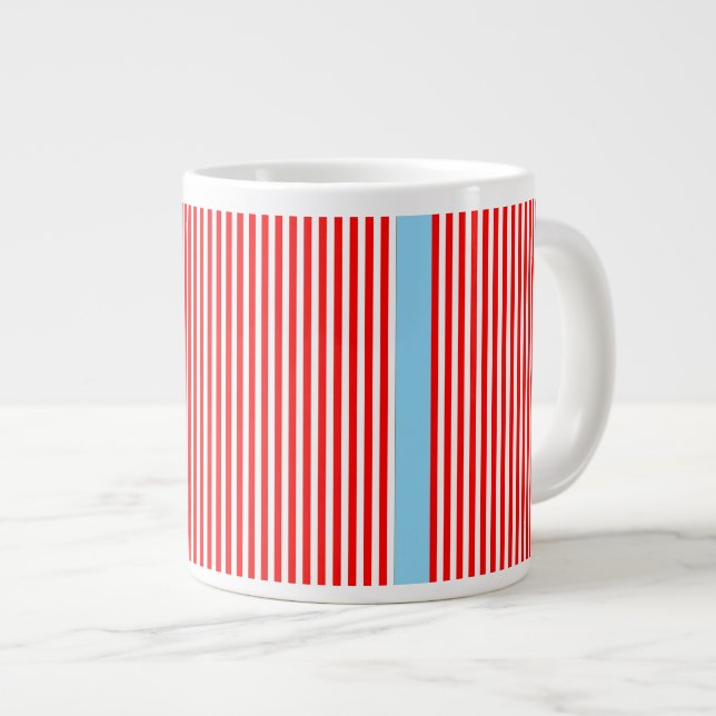 Red Stripe Blue  Large Coffee Mug (Front Right)