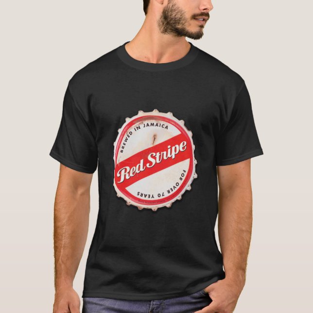 Red Stripe Bottle Cap T-Shirt (Front)