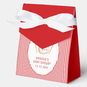Red Stripe Bow Asian Dumpling Baby Shower Favour Box