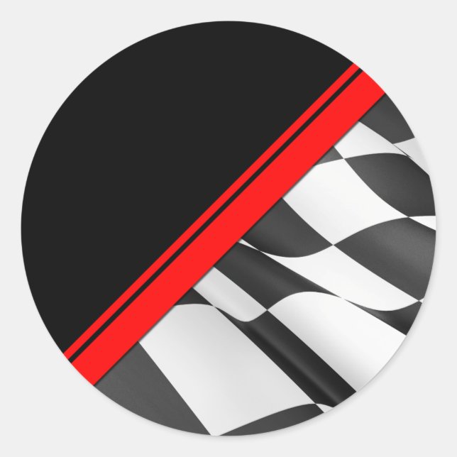 Red Stripe Chequered Flag Racing Sticker (Front)