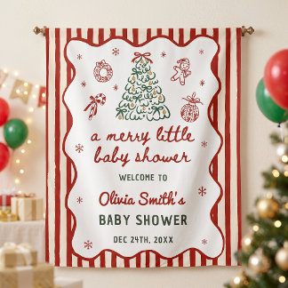 Red Stripe Christmas Baby Shower Tapestry