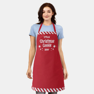 Red Stripe Christmas Cookie Baker Medium Apron