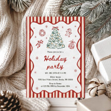 Red Stripe Christmas Party Invitation