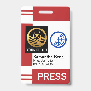 Red Stripe Columns Special Photo Frame Press ID Badge