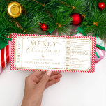 Red Stripe Concert Ticket Gift Voucher Card<br><div class="desc">This fake Christmas concert gift voucher design features a stripe design. All of the text is fully editable. For more advanced customisation of this design,  simply select the "Customise It" button above.</div>