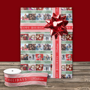 Red Stripe Happy Holidays Satin Ribbon
