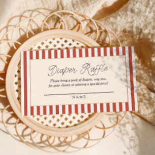 Red Stripe Italian Theme Baby Shower Diaper Raffle Enclosure Card