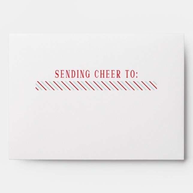 Red Stripe Merry Christmas Festive Bright Printed Envelope (Front)