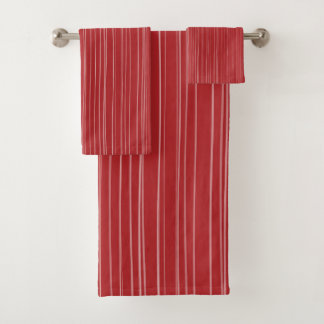 Red Stripe Pattern Bath Towel Set
