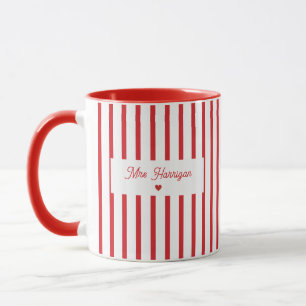 Red Stripe Teacher Coffee Mug