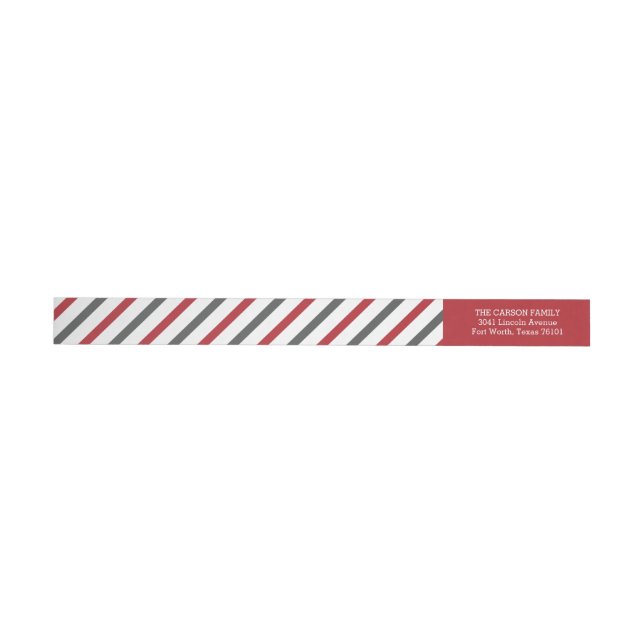 Red Stripe Wrap Around Return Address Labels (Individual)