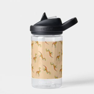 Red stripe yellow dinosaurs pattern water bottle