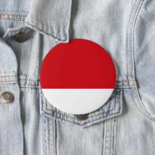 Red striped 10 cm round badge
