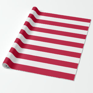 Red Striped American Flag Pattern Christmas Wrapping Paper
