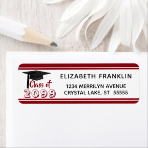 Red Striped Class of 20XX   Editable Colour Return Address Label