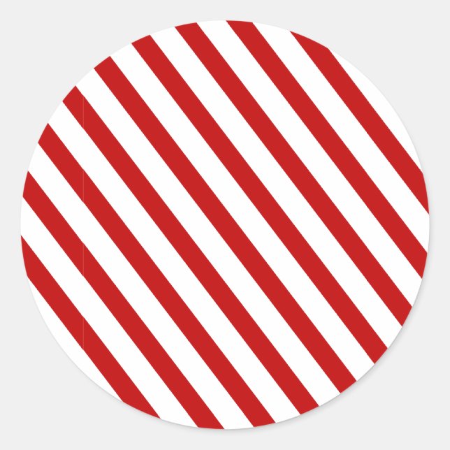 Red Striped Classic Round Sticker (Front)