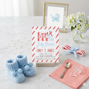 Red Striped Coquette Baby Shower Invitation