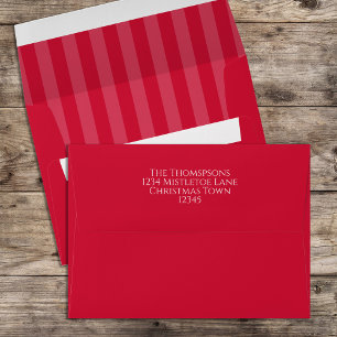 Red Striped Cute Christmas Simple 5x7 Custom Envelope