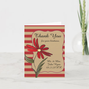 Red Striped Flower Thank You Card