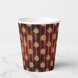 Red striped gold sun face pattern vintage gothic Paper Cups