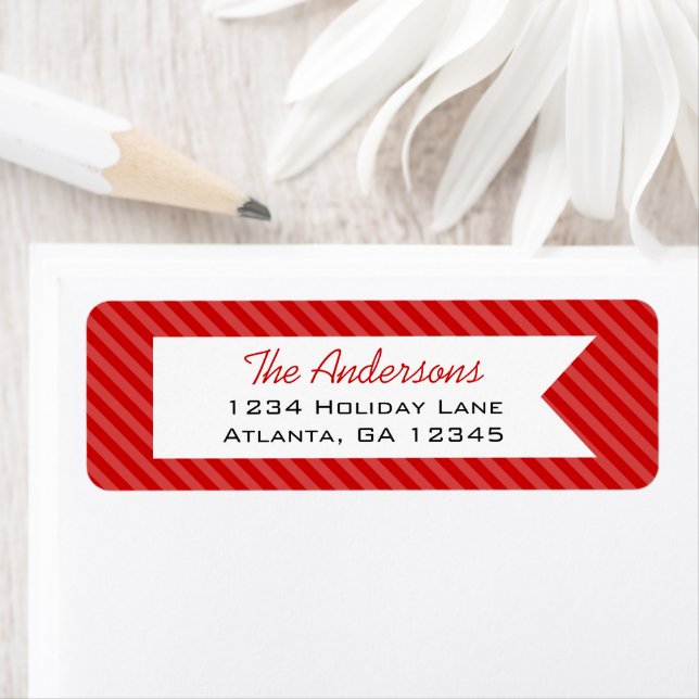 Red Striped Merry Little Christmas Return Address Label (Insitu)