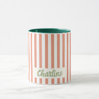 Red Striped Pastel Retro Customised name Mug