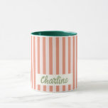 Red Striped Pastel Retro Customised name Mug<br><div class="desc">Pink Striped Pastel Retro Customised name Coffee Mug</div>