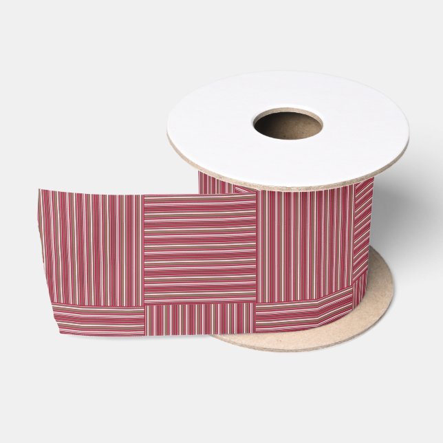 Red Striped Pattern Christmas Satin Ribbon (Spool)