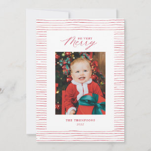 Red Striped So Very Merry Photo Christmas Card