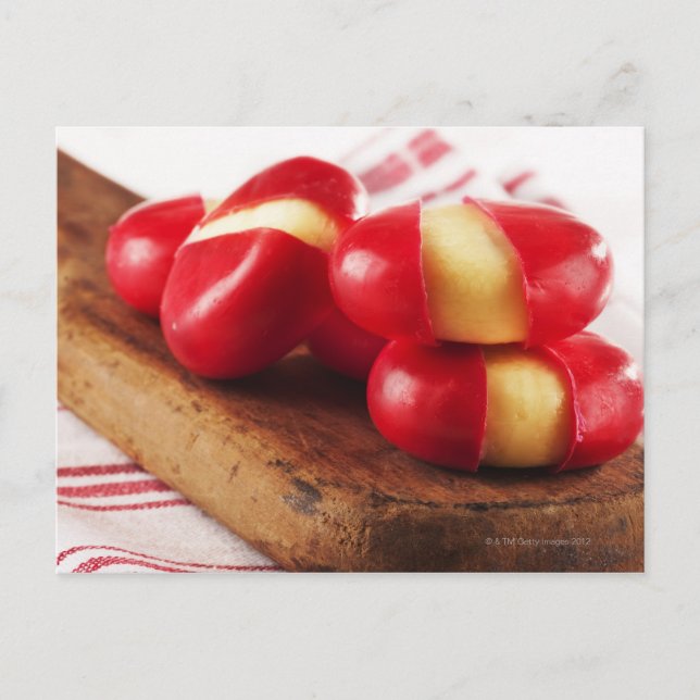 Red striped tea towel in background. postcard (Front)