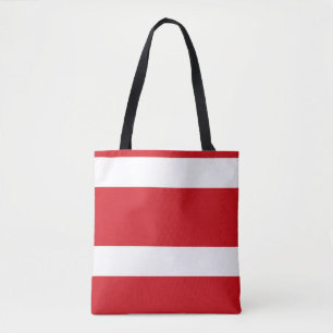 Red striped tote bag