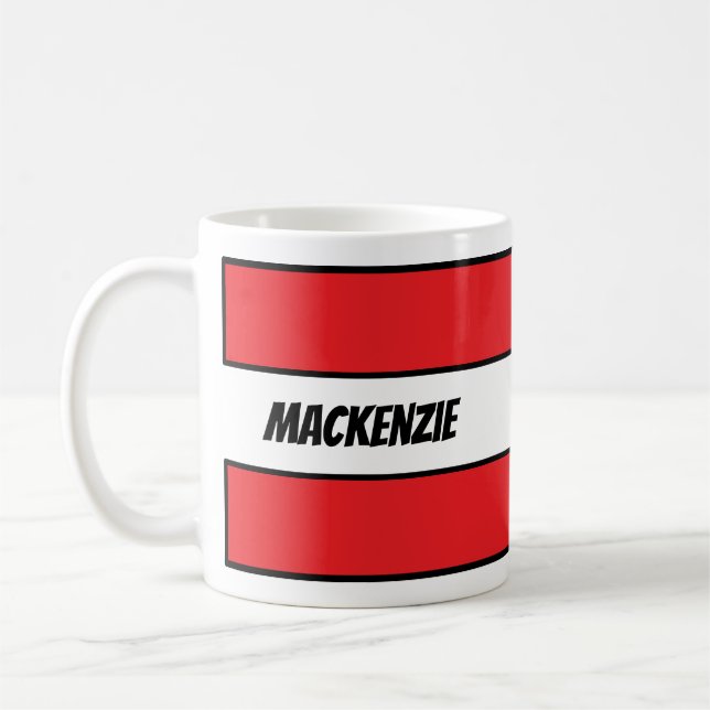 Red Stripes add your name Coffee Mug (Left)