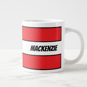 Red Stripes add your name Large Coffee Mug