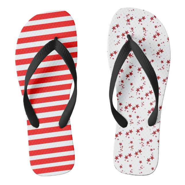 Red Stripes and Stars Thongs (Footbed)